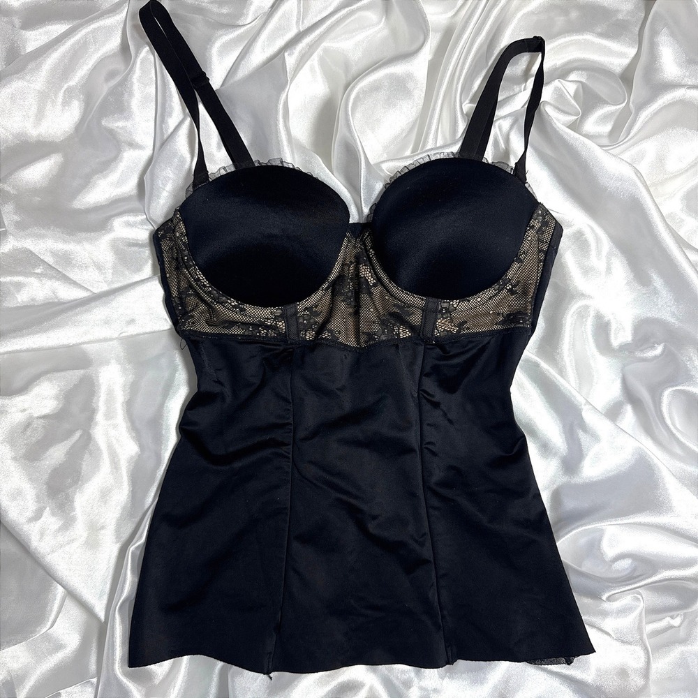 DKNY Black Lace Bustier Camisole Underwire Corset Top 32B